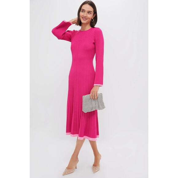HYACINTH HOUSE Hot Pink Long Sleeve Kiera Dress Size S NWT - Picture 1 of 6
